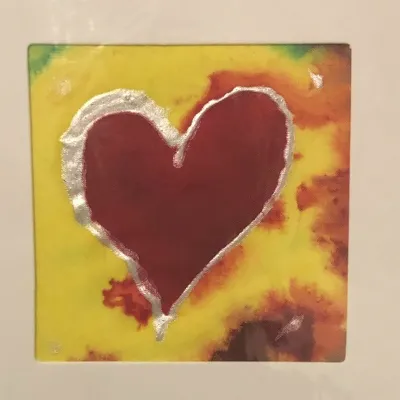 Hand-painted unique Silk Heart-cards 2