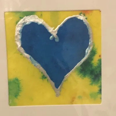 Hand-painted unique Silk Heart-cards 2