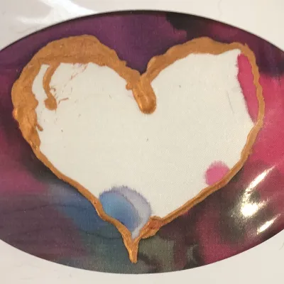 Hand-painted unique Silk Heart-cards 7