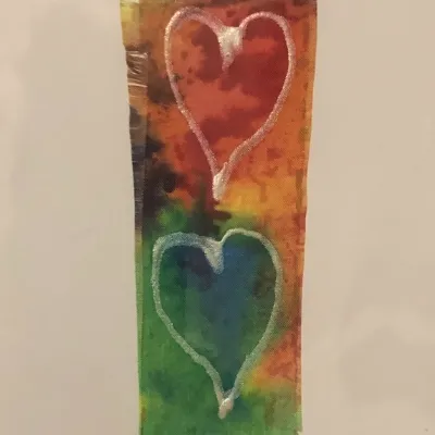 Hand-painted unique Silk Heart-cards 9