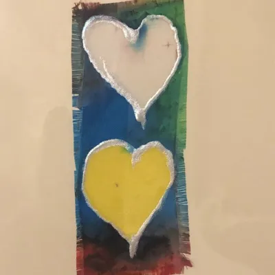 Hand-painted unique Silk Heart-cards 10