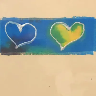 Hand-painted unique Silk Heart-cards 11