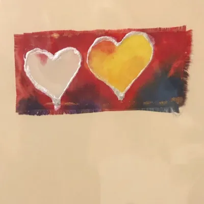 Hand-painted unique Silk Heart-cards 12