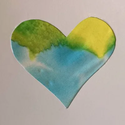 Hand-painted unique Silk Heart-cards 13