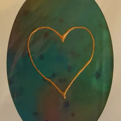 Hand-painted unique Silk Heart-cards 14