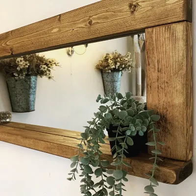 Handcrafted Wooden Mirrors With A Shelf 1