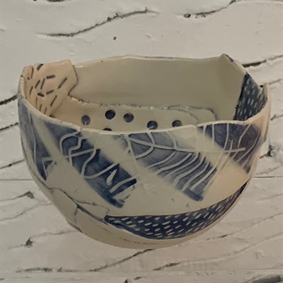 Handmade ceramic blue bowl by Shelley Wood Studio