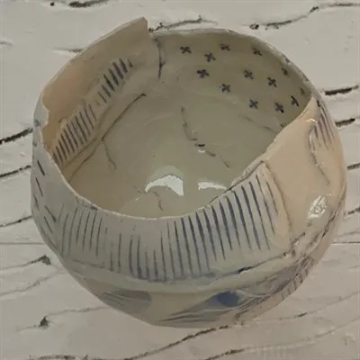 Handmade ceramic bowl crackled glaze