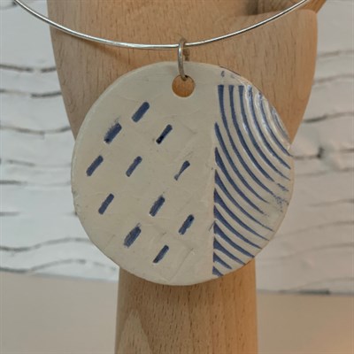 Handmade ceramic necklace - blue by Shelley Wood Studio