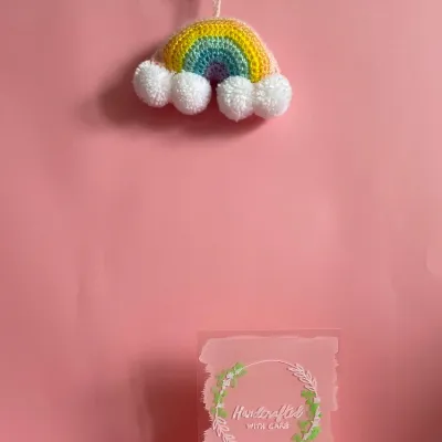 Handmade crochet rainbow wall hanging 1