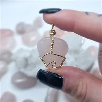 Rose Quartz gold fill pendant