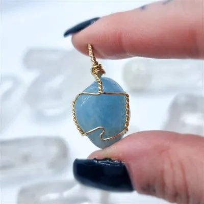 Aquamarine gold fill pendant