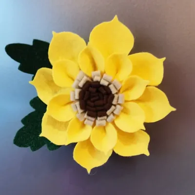 Handmade Felt Sunflower Fridge Magnet. 2