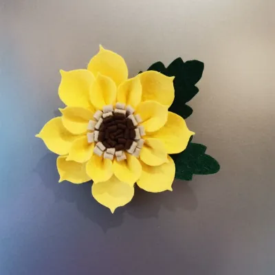 Handmade Felt Sunflower Fridge Magnet. 3