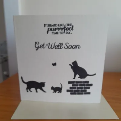 Handmade get well soon with Cats card. 1