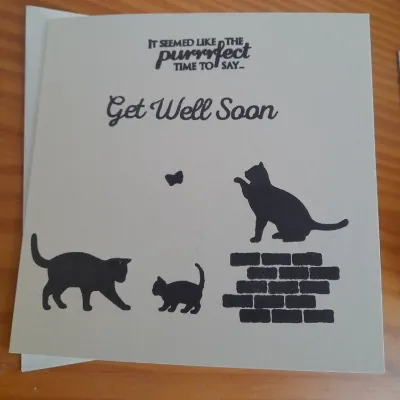 Handmade get well soon with Cats card. 3