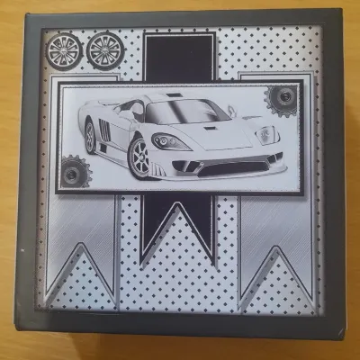 Handmade gift box with lid and tag Car. 5