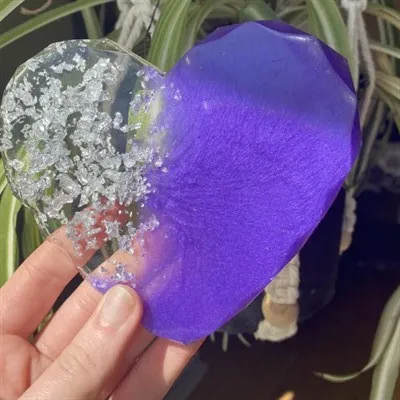 Handmade resin heart coasters