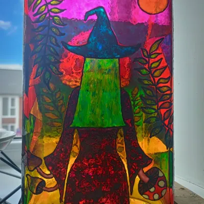 Handpainted Abstract Mushroom Witch Vase 1