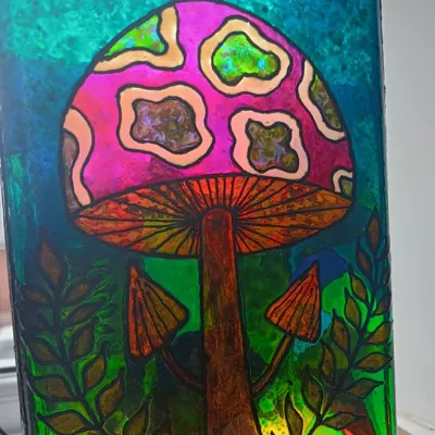 Handpainted Abstract Mushroom Witch Vase 2