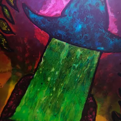 Handpainted Abstract Mushroom Witch Vase 4