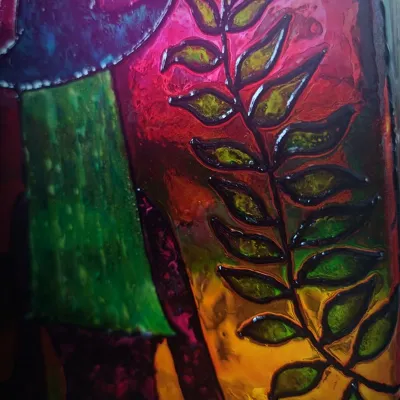 Handpainted Abstract Mushroom Witch Vase 5