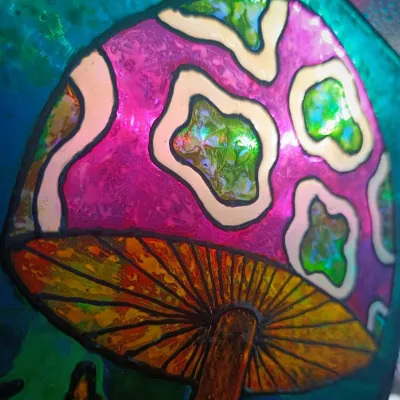 Handpainted Abstract Mushroom Witch Vase 7
