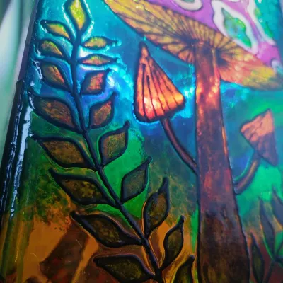 Handpainted Abstract Mushroom Witch Vase 8
