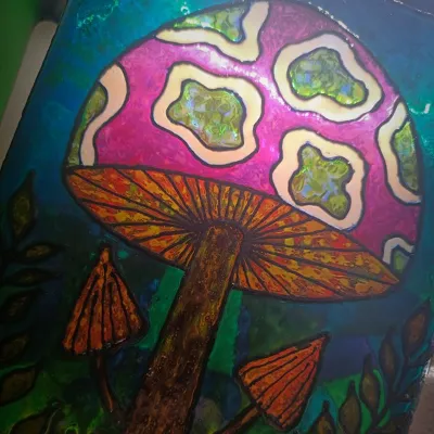 Handpainted Abstract Mushroom Witch Vase 9