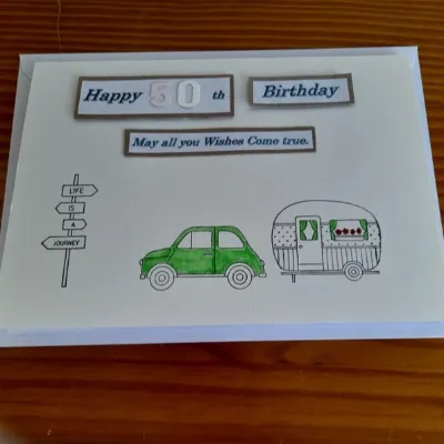 Happy 50th Birthday caravan hand made ca 2