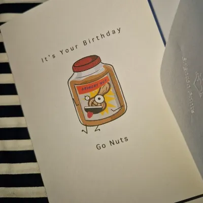 Happy Birthday, Go Nuts. Birthday card.  2