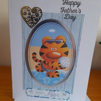 Happy fathers day Football Tiger card. 1