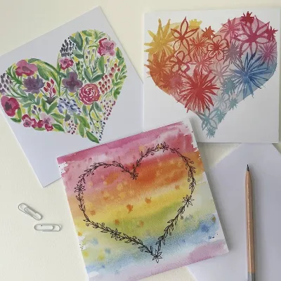 Heart Greetings Cards Pack/Set Handmade  1