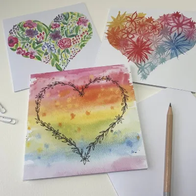Heart Greetings Cards Pack/Set Handmade  5