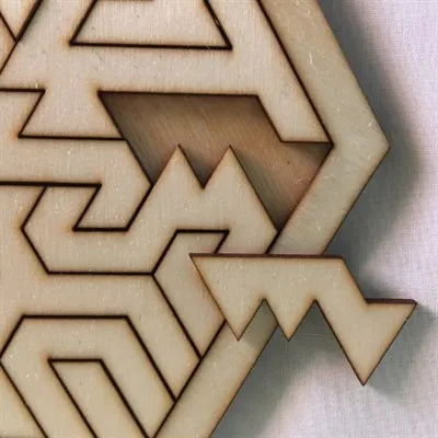 Hexagonal Geometric Wooden Tray Puzzle close up