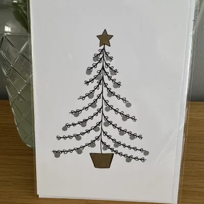 Illustrated Christmas Tree Card Silver 1