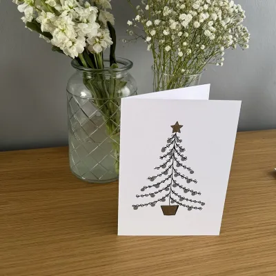 Illustrated Christmas Tree Card Silver 8