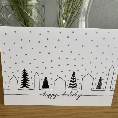 Illustrated Christmas Village Card 3