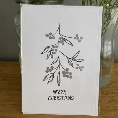 Illustrated Mistletoe Christmas Card 1