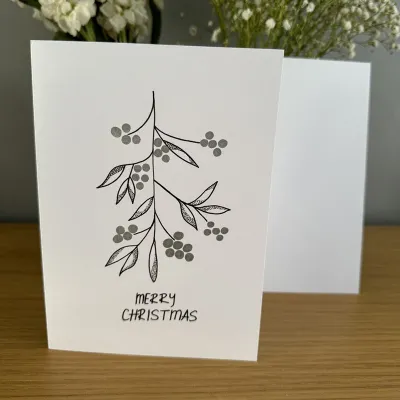 Illustrated Mistletoe Christmas Card