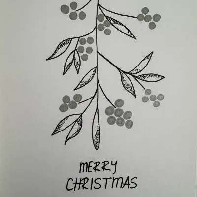 Illustrated Mistletoe Christmas Card 4