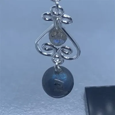 Labradorite Orbs on chandelier hanger 1