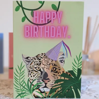 Leopard/ Jungle/ birthday card. 1
