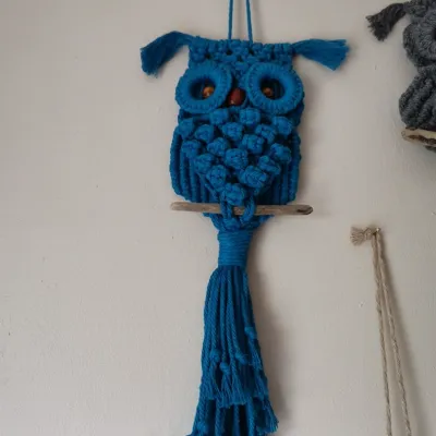 Macramé Owl Wall Hanging Cotton Cord. 7