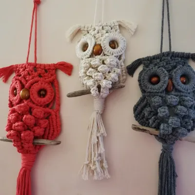 Macramé Owl Wall Hanging Cotton Cord Sta 1