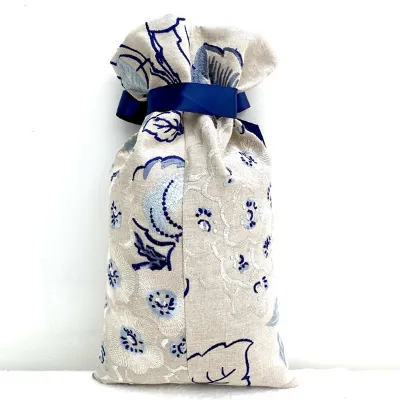 Medium Fabric Embroidered Linen Gift Bag 9