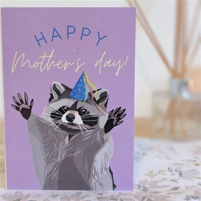 Mother&#39;s day card/ raccoon card. A5 1