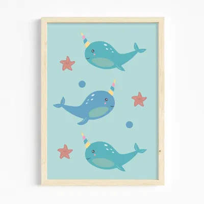 Narwhals Nursery Print A4 Size 1