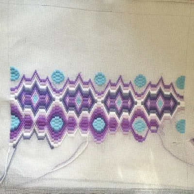Needlepoint Cushion In Purples And Blue 4