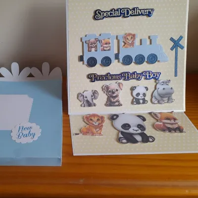 New Baby boy train Easel  Card. 2